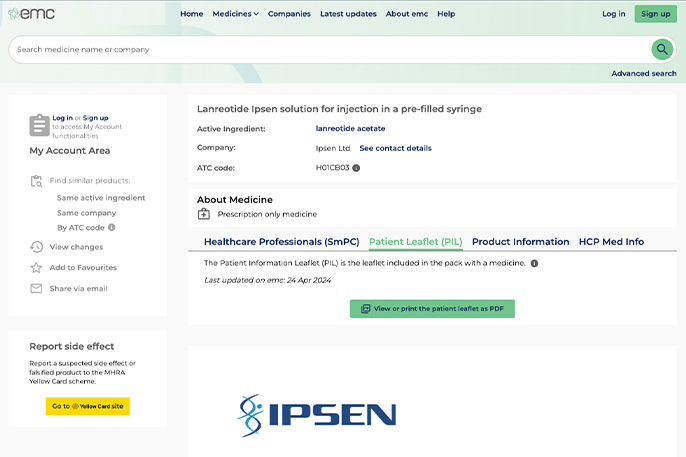 Lanreotide Ipsen Patient Information Leaflet